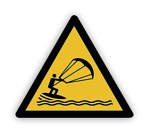 Warnzeichen (W062) Warnung vor Kitesurfern - Dreieckiges Warnschild - Signalgelb (RAL 1003) nach DIN EN ISO 7010 von Fassbender-Druck Warnzeichen