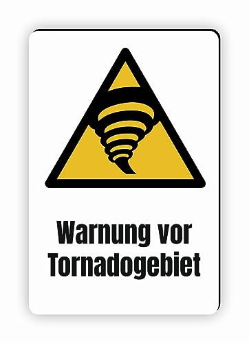 Warnzeichen (W074) Warnung vor Tornadogebiet - Eckiges Warnschild mit Text - Warnschild mit Text - nach DIN EN ISO 7010 von Fassbender-Druck Warnzeichen