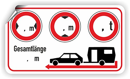 Fassbender-Druck- Wohnwagen Aufkleber (Breite/Höhe/Gewicht/Länge) - Beschreibbare Folie für Wohnmobile und Camper - Cockpit Zubehör - Selbstklebende Folie für den Wohnwagen - (95x55mm) von Fassbender-Druck