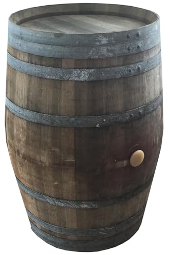 Fassl Baron Holzfass Stehtisch aus gebrauchtem Weinfass -Natur - Fassbar oder Gartentisch. D/H=70/95cm- Dekofass 225 Liter aus Eiche Holzfässer Fasstisch von Fassl Baron