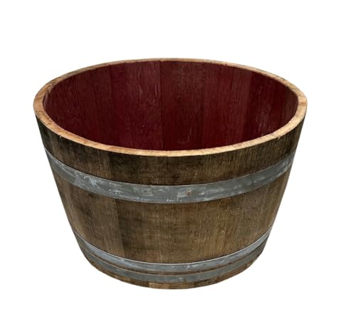 Fassl Baron halbes gebrauchtes Weinfass naturbelassen, ohne Zubehör- D/H=70/40cm- 100 Liter Holzfass halbiert aus Eiche als Pflanzkübel oder Miniteich von Fassl Baron