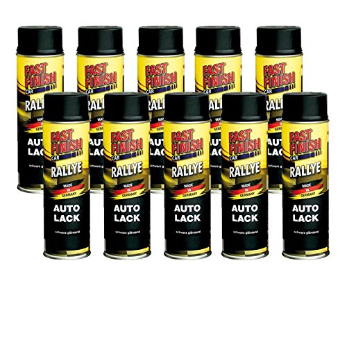 10x 500ml FAST FINISH RALLYE SCHWARZ GLÄNZEND AUTOLACK LACKSPRAY 31700329 von Fast Finish