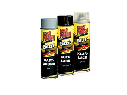 Fast Finish Set Car 1x Haftgrund, 500ml + 1x Autolack schwarz, 500ml + 1x Klarlack, 500ml von Fast Finish