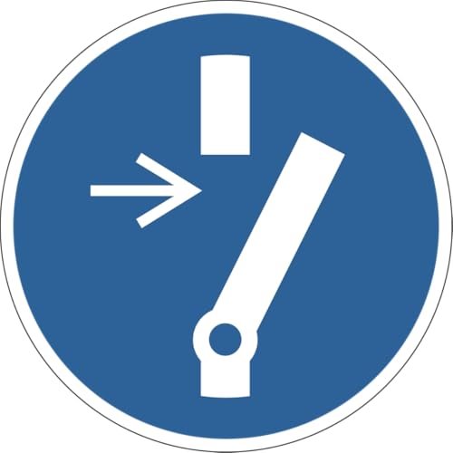 Gebotszeichen Aufkleber, 10 Stück (M021: Vor Wartung oder Reparatur freischalten, 25 mm Ø) von Fast-Label