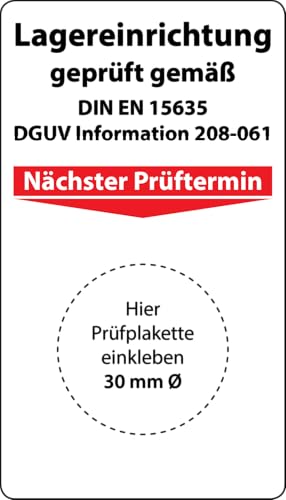 Grundplakette Lagereinrichtung geprüft gemäß DIN EN 15635 DGUV Information 208-061, 100 Stück, 70 x 40 mm, Vinylfolie, selbstklebend, Grundetikett für Regalprüfung/Lagereinrichtung Grundplakette Lagereinrichtung geprüft gemäß DIN EN 15635 DGUV Information 208-061, 100 Stück, 70 x 40 mm, Vinylfolie, selbstklebend, Grundetikett für Regalprüfung/Lagereinrichtung von Fast-Label