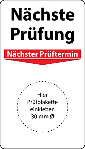 Grundplakette Nächste Prüfung, 100 Stück, 70 x 40 mm, Vinylfolie, selbstklebend, Grundetikett für Prüfplaketten von Fast-Label