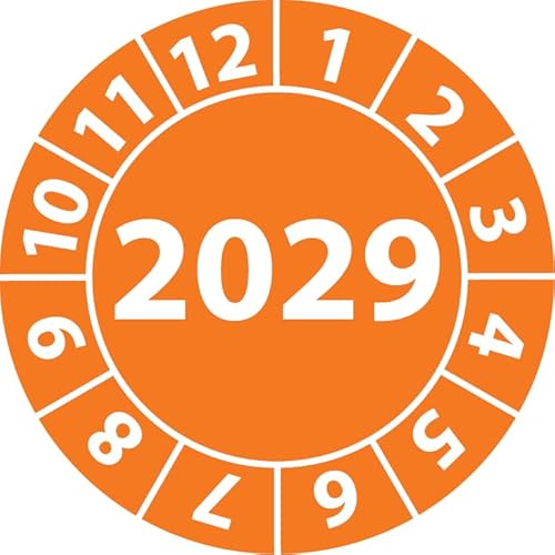Jahresprüfplakette 2023, Vinylfolie, selbstklebend, Prüfaufkleber, Jahresplakette für das Jahr 2023 (20 mm Ø, Orange, 100) von Fast-Label