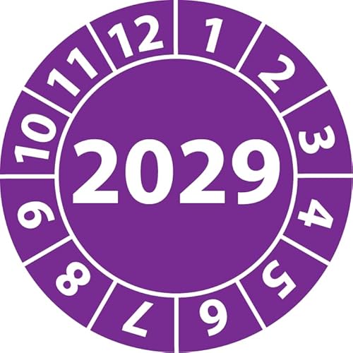 Jahresprüfplakette 2023, Vinylfolie, selbstklebend, Prüfaufkleber, Jahresplakette für das Jahr 2023 (20 mm Ø, Violett, 100) von Fast-Label