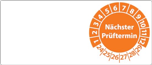 Kabelprüfplaketten Nächster Prüftermin 2024, 70 x 30 mm, 100 Stück, Prüfplaketten für Kabel (Orange) von Fast-Label