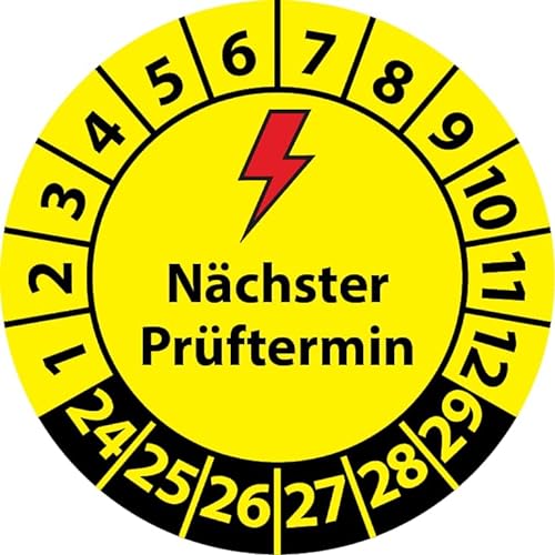 Prüfplakette Elektro Nächster Prüftermin, Vinylfolie, Elektro Prüfaufkleber, Prüfetikett, Plakette Elektro (35 mm Ø, 500) von Fast-Label