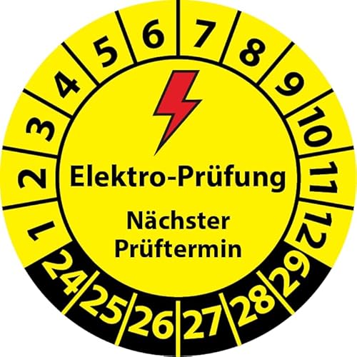Prüfplakette Elektro-Prüfung Nächster Prüftermin, Vinylfolie, Elektro Prüfaufkleber, Prüfetikett, Plakette E-Prüfung (25 mm Ø, 250) von Fast-Label