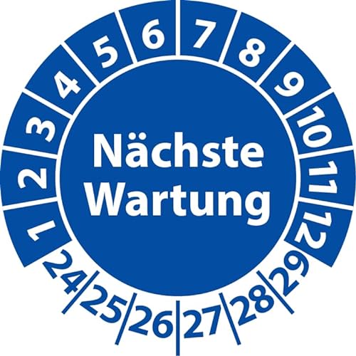 Prüfplakette Nächste Wartung, Vinylfolie, selbstklebend, Prüfaufkleber, Prüfetikett, Plakette (25 mm Ø, Blau, 100) von Fast-Label