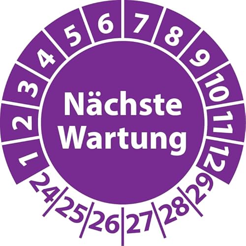 Prüfplakette Nächste Wartung, Vinylfolie, selbstklebend, Prüfaufkleber, Prüfetikett, Plakette (25 mm Ø, Violett, 250) von Fast-Label