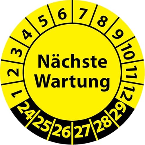 Prüfplakette Nächste Wartung, Vinylfolie, selbstklebend, Prüfaufkleber, Prüfetikett, Plakette (30 mm Ø, Gelb, 500) von Fast-Label