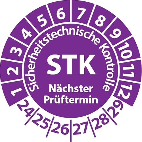 Prüfplakette STK Medizintechnik Sicherheitstechnische Kontrolle, Vinylfolie, Prüfaufkleber, Prüfetikett, Plakette (20 mm Ø, Violett, 250) von Fast-Label