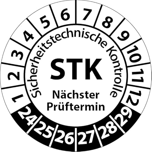 Prüfplakette STK Medizintechnik Sicherheitstechnische Kontrolle, Vinylfolie, Prüfaufkleber, Prüfetikett, Plakette (20 mm Ø, Weiß, 500) von Fast-Label