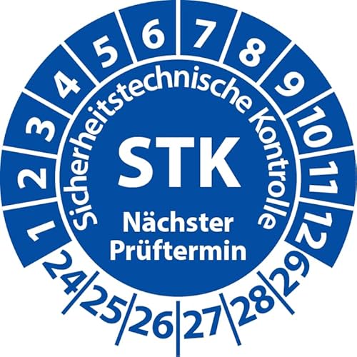 Prüfplakette STK Medizintechnik Sicherheitstechnische Kontrolle, Vinylfolie, Prüfaufkleber, Prüfetikett, Plakette (30 mm Ø, Blau, 250) von Fast-Label