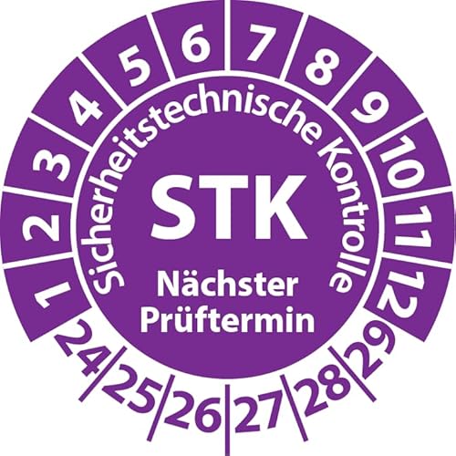 Prüfplakette STK Medizintechnik Sicherheitstechnische Kontrolle, Vinylfolie, Prüfaufkleber, Prüfetikett, Plakette (30 mm Ø, Violett, 250) von Fast-Label