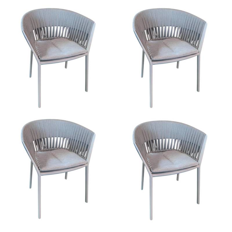 4er-Set Outdoorstuhl Ria Schnur Powder Grey Aluminium Pulverbeschichtet von Fast