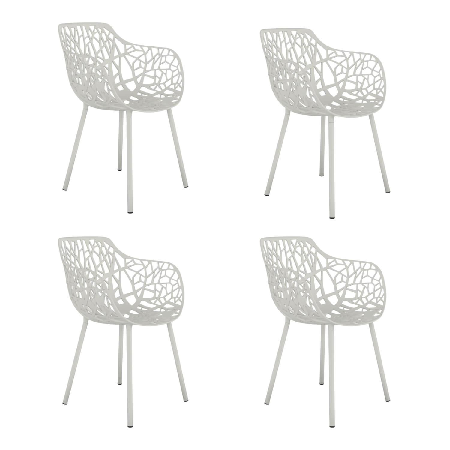 4er-Set Stuhl Forest Dining Armchair White Weiß Aluminium von Fast