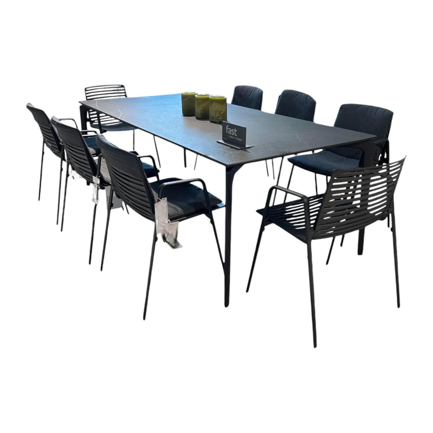 Essgruppe Outdoor Allsize Platte Feinsteinzeug Rauchgrau Mit 8 Stühlen von Fast
