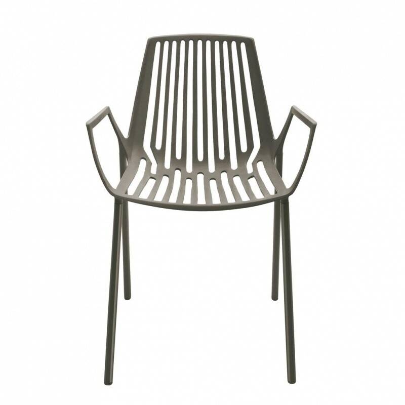 Fast Rion Gartenarmlehnstuhl Grau Metalic Pulverbeschichtet 55x79x54cm Stuhl B-Ware von Fast