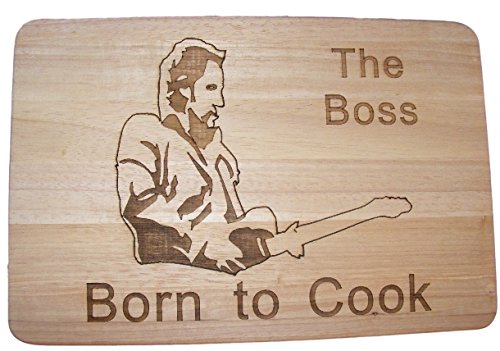 Bruce Springsteen The Boss Born to cook Geschenkidee Bambus Holz Schneidebrett Käsebrett Tischset Cook Love Me Tender Gravur Holz Neuheit Holz Küche von FastCraft