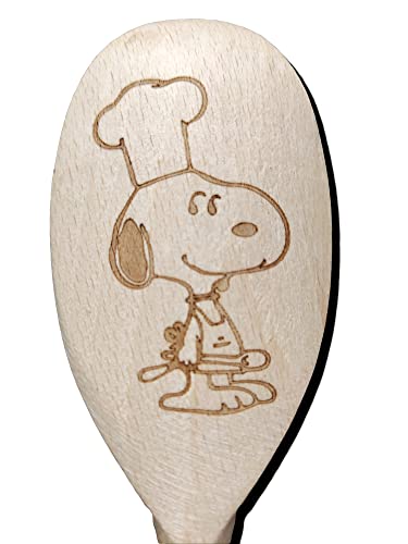Charlie Brown Snoopy Woodstock inspirierter Holz-Backlöffel Holz Kochen Bäcker Geschenk Fan (Snoopy Baker) von FastCraft