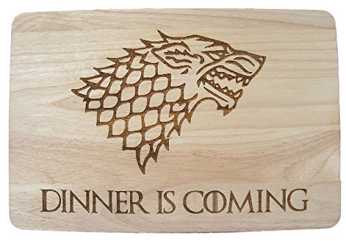 Dinner is Coming Geschenksidee Schneidebrett Tischset Winter is Coming Wolf von FastCraft