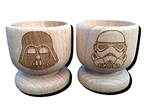 FastCraft Eierbecher aus Holz, inspiriert von Star Wars, Darth Vader, Sturmtruppler, 2 Stück von FastCraft