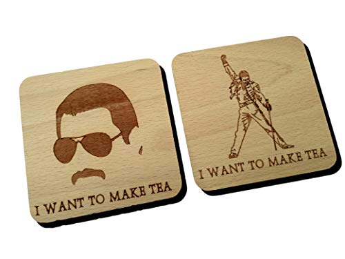 FastCraft Queen Freddie Mercury Untersetzer mit Gravur, Geschenk (beide Buche) von FastCraft