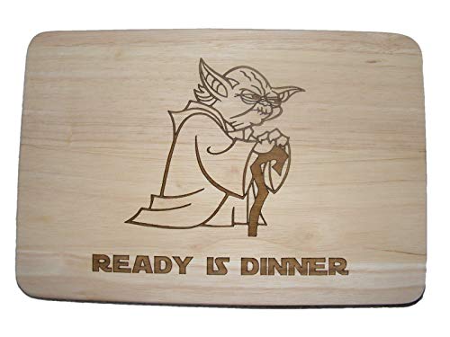 Yoda Star Wars bereit ist Abendessen Geschenkidee Got Holz Schneidebrett Käsebrett Tischset Cook Gravur Holz Neuheit Holz Küche Kochen Backen Geschenk von FastCraft