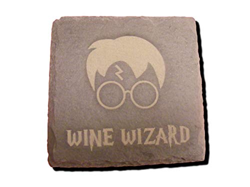 FastCraft Untersetzer aus Schiefer, Motiv Harry Potter, als Geschenk für Zuhause, Weinzauberer (Wine Wizard), 10x10 cm von FastCraft