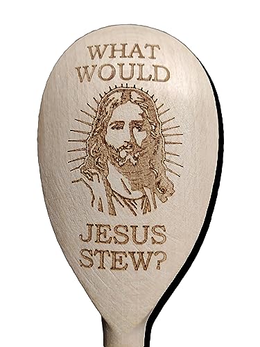 Holz-Backlöffel mit Aufschrift "What Would Jesus Do Stew" von FastCraft