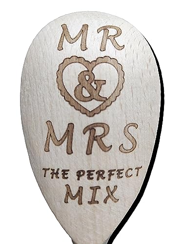 Mr and Mrs Perfect Mix Hochzeitsgeschenk Holz Backlöffel Neuheit Junggesellinnenabschied Heirat Geschenk von FastCraft