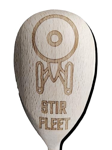 Packung mit 2 Stir Fleet Spoons Space Inspired Wooden Baking Spoon Wood Cooking Present Fan Gift von FastCraft