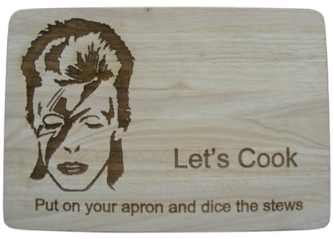 Schneidebrett mit Motiv von David Bowie, für Kochen, Backen, Käse, Lasergravur, als Hochzeits- oder Geburtstagsgeschenk geeignet, holz, bambus, Premium Hardwood 30x20x1.5 cm von FastCraft