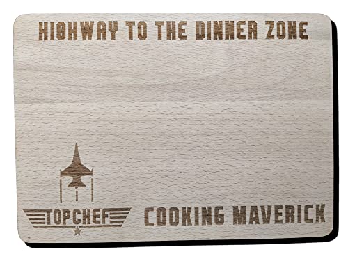 Top Chef Cooking Maverick Highway to The Dinner Zone Schneidebrett Holz Geschenk Fan Geschenk (24 x 17 x 1,5 cm Premium Hartholz) von FastCraft