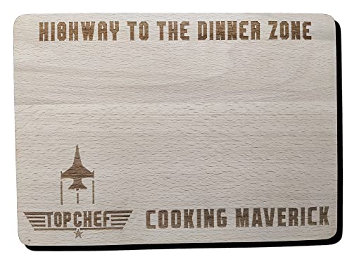 Top Chef Cooking Maverick Highway to The Dinner Zone Schneidebrett Holz Geschenk Fan Geschenk (30 x 20 x 1,5 cm Premium Hartholz) von FastCraft