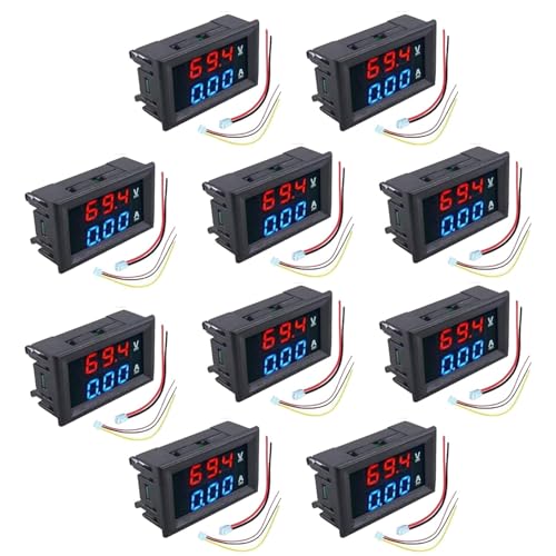 Fastsaw 10 Stück Mini Digital Voltmeter Amperemeter mit LCD Anzeige 10A,DC 100 V Voltmeter Messgerät Tester für Auto, Motorrad, Ampere Volt Gauge, Dual Display Blau Rot, Spannungs-strom Tester Fastsaw 10 Stück Mini Digital Voltmeter Amperemeter mit LCD Anzeige 10A,DC 100 V Voltmeter Messgerät Tester für Auto, Motorrad, Ampere Volt Gauge, Dual Display Blau Rot, Spannungs-strom Tester von Fastsaw
