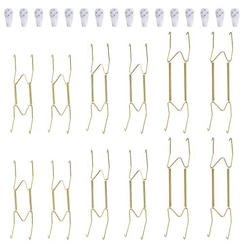 Fasunry 12 Stück Telleraufhänger, 20,3 cm, 25,4 cm, 30,5 cm Wandhaken und 16 Stück Wandhaken, kompatibel mit 19,1 bis 32,3 cm dekorativen Teller, antikes Porzellan, antike Teller und Kunst von Fasunry