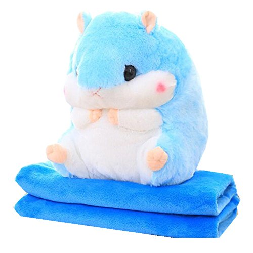 Cute Hamster Halt Kissen Decke, gepolsterte Coral Samt Decke blau von Fat rabbit