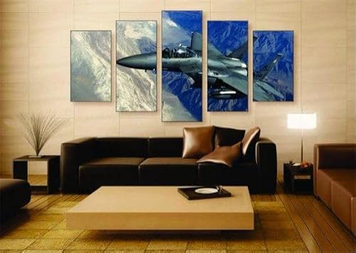FatAco 5 Stück Wandkunst Leinwanddrucke F-15 Kampfflugzeug Bild Malerei Moderne gestreckt gerahmte Wand Kunstwerk für Badezimmer Home Office Decor von FatAco