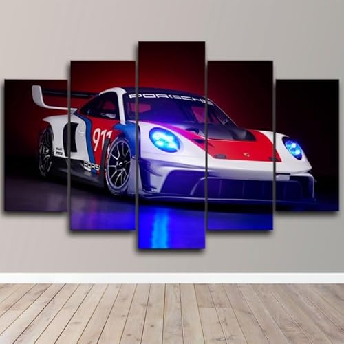 FatAco 5 Teile Porsch 911 GT Front View Sport Car Malerei Tuch Plakat Wanddekoration, Wandkunst Druckset (Rahmenlos) von FatAco