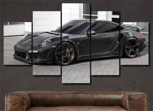 FatAco 5 Teile Porsch 911 Turbo Die Bilder sind auf Echtholzrahmen montiert. Kunstvoll gedruckte Wandbilder von FatAco