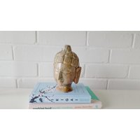 Unglaubliche Vintage Handgeschnitzte Alabaster Marmor Buddha Kopf Skulptur Unglaubliche Vintage Handgeschnitzte Alabaster Marmor Buddha Kopf Skulptur von FatBirdCo