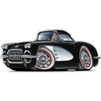 1958-60 Corvette Wandaufkleber Vintage Chevy Cartoon-Auto-Vinyl-Aufkleber von FatCatWallGraphics