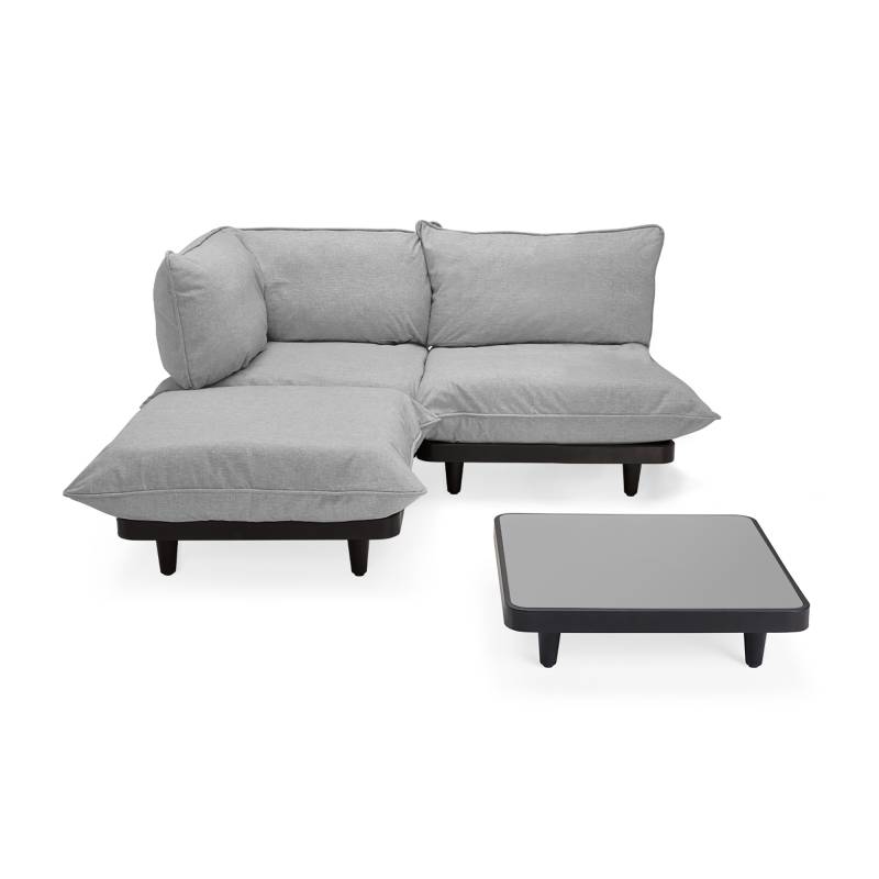 Fatboy - Paletti Outdoor Loungesofa Set Medium Links inkl. Tisch - steingrau/Axalta pulverbeschichtet/Loungesofa LxBxH 180x180x90cm/Tisch LxBxH 90x90x von Fatboy