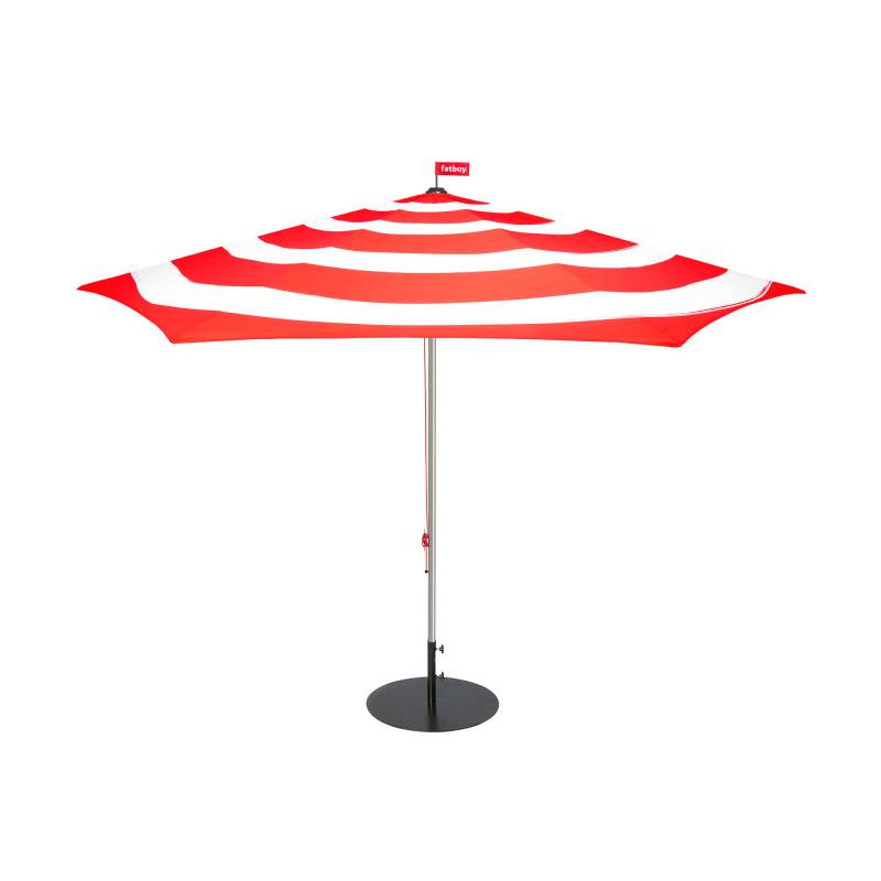 Fatboy - Stripesol Set Sonnenschirm + Ständer - rot/H 280cm x Ø 350cm/Schirmständer schwarz/Ø70cm/25kg von Fatboy