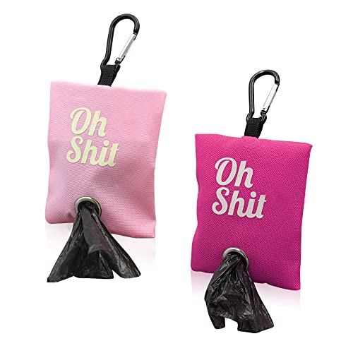 Fatiya tragbarer Hundekotbeutelhalter für Leine, Hundekotbeutelspender mit Metallclip für Spaziergänge, Laufen oder Outdoor-Zubehör (2 Stück, Rosa) von Fatiya